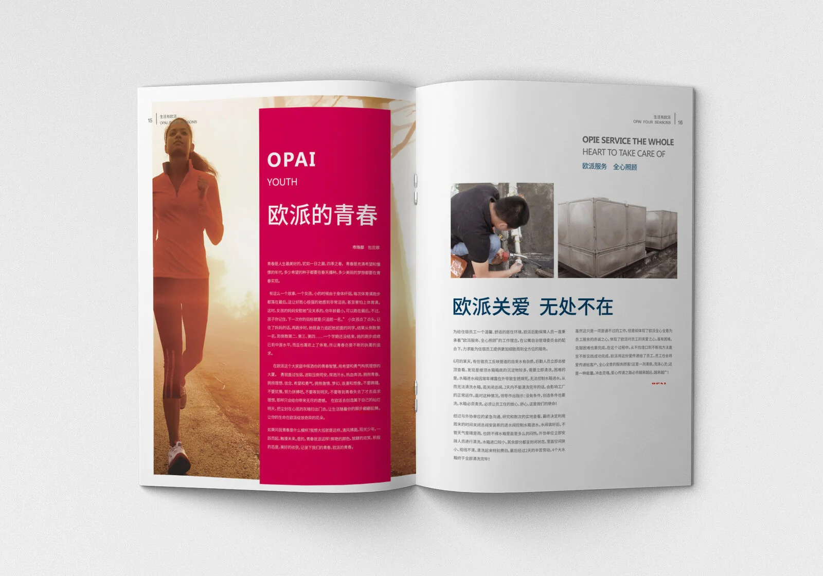 欧派集团企业画册青春专栏跨页