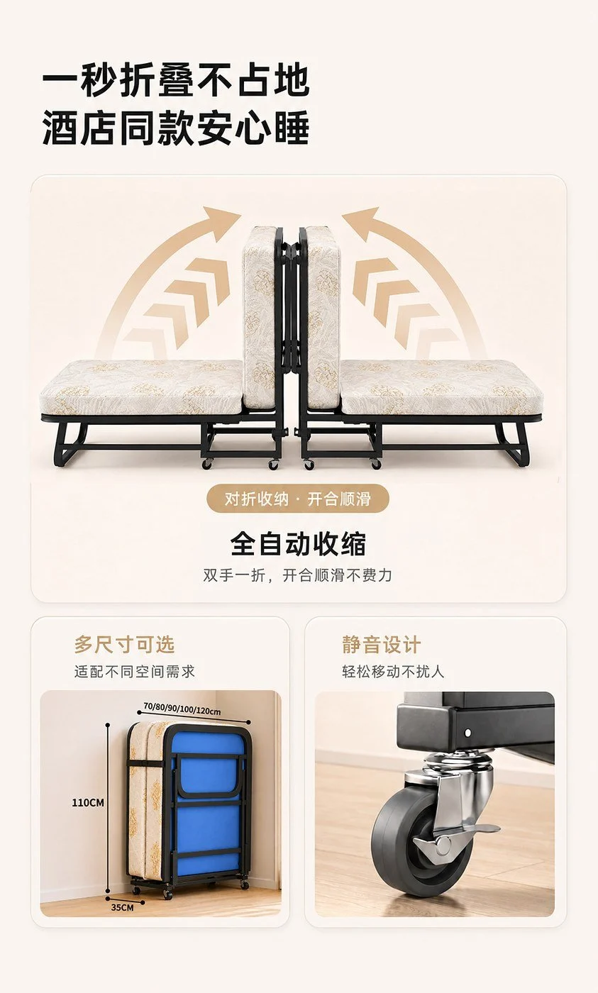 YSRJ 折叠床折叠机构与收纳形态图